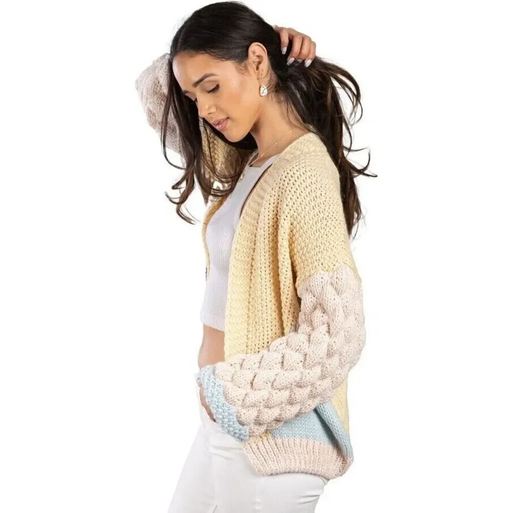 Saachi Colorblock Diamond Knit Cardigan  One Size (Anthropologie) MSRP $168